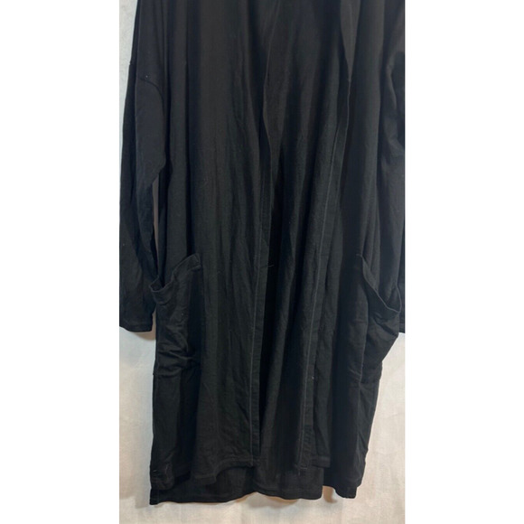 Eileen Fisher M Black Duster Cardigan Tencel Stretch Knit Open Front Black D20 - Picture 2 of 6